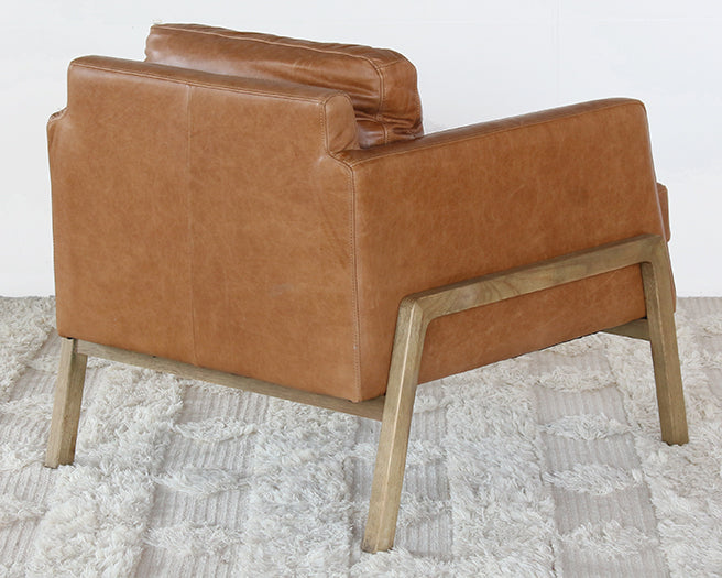 CC256 - Natural Oak Track Club Chair with Butterscotch Leather