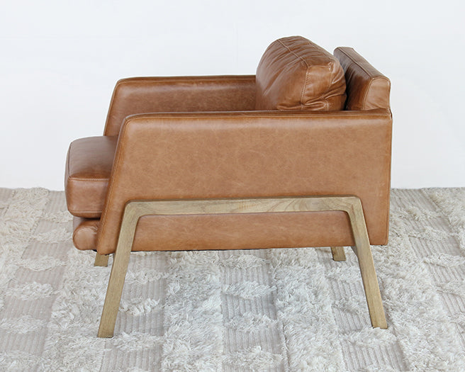CC256 - Natural Oak Track Club Chair with Butterscotch Leather