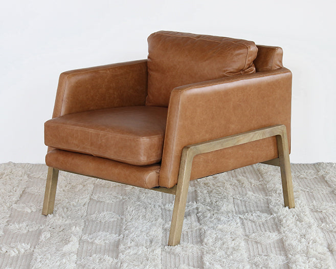 CC256 - Natural Oak Track Club Chair with Butterscotch Leather