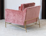 CC261 - Velvety Blush Rose Club Chair W/Antique Brass Base
