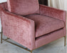 CC261 - Velvety Blush Rose Club Chair W/Antique Brass Base