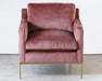 CC261 - Velvety Blush Rose Club Chair W/Antique Brass Base