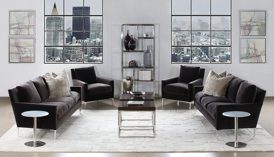SF238 - Modern 3 Seat Sofa In Smoke Grey Velvet
