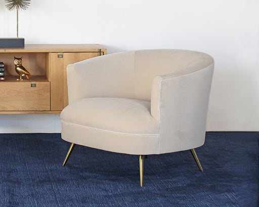 CC267 - Curved Club Chair With Tight Back & Antique Brass Leg