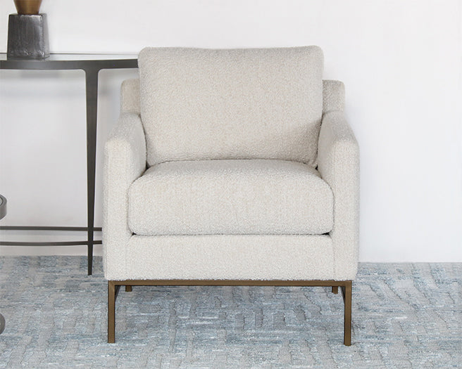 CC270 - Natural Boucle Club Chair On Bronze Iron Base