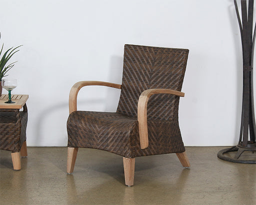CC301 - Brown Outdoor Club Chair With Wooden Arms