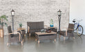 CC301 - Brown Outdoor Club Chair With Wooden Arms