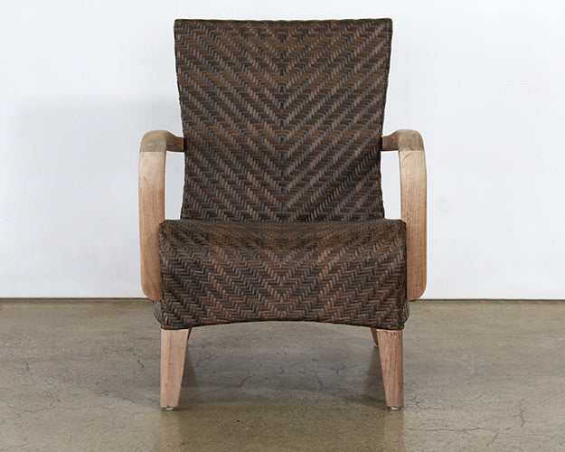 CC301 - Brown Outdoor Club Chair With Wooden Arms