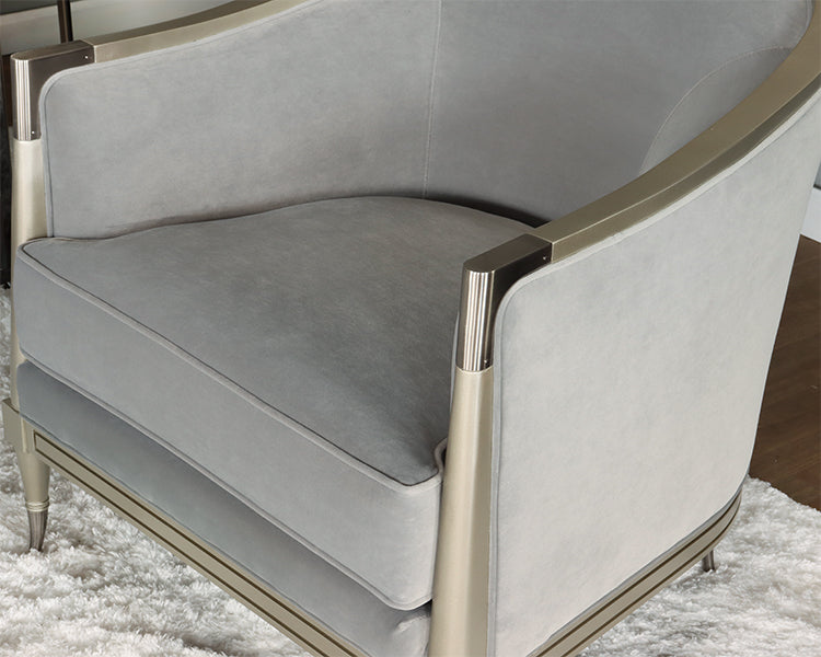 Grey Curved Back Club Chair w/ Soft Silver Frame