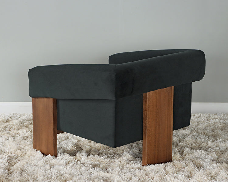 Smoke Velvet Club Chair with Plank Legs