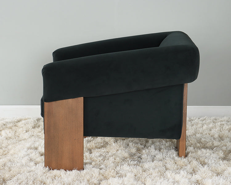 Smoke Velvet Club Chair with Plank Legs