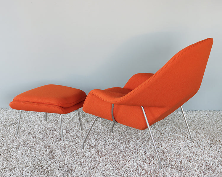 Orange Saarinen Style Womb Chair and Ottoman