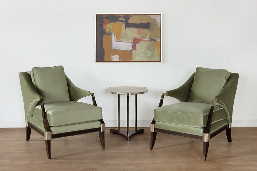 Light Green Velvet Deco Style Club Chair