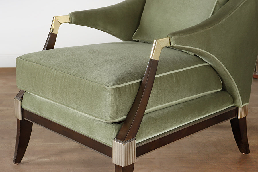 Light Green Velvet Deco Style Club Chair