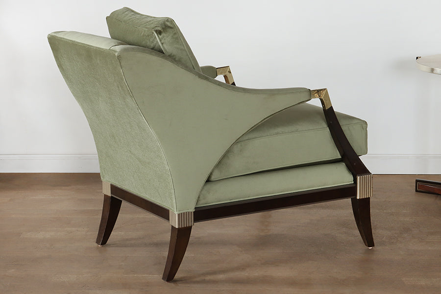 Light Green Velvet Deco Style Club Chair