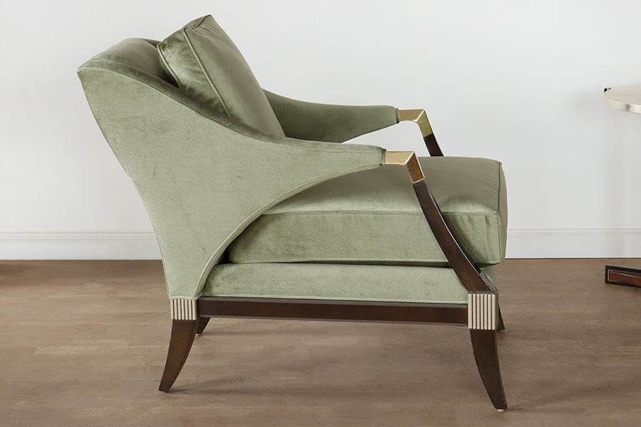 Light Green Velvet Deco Style Club Chair