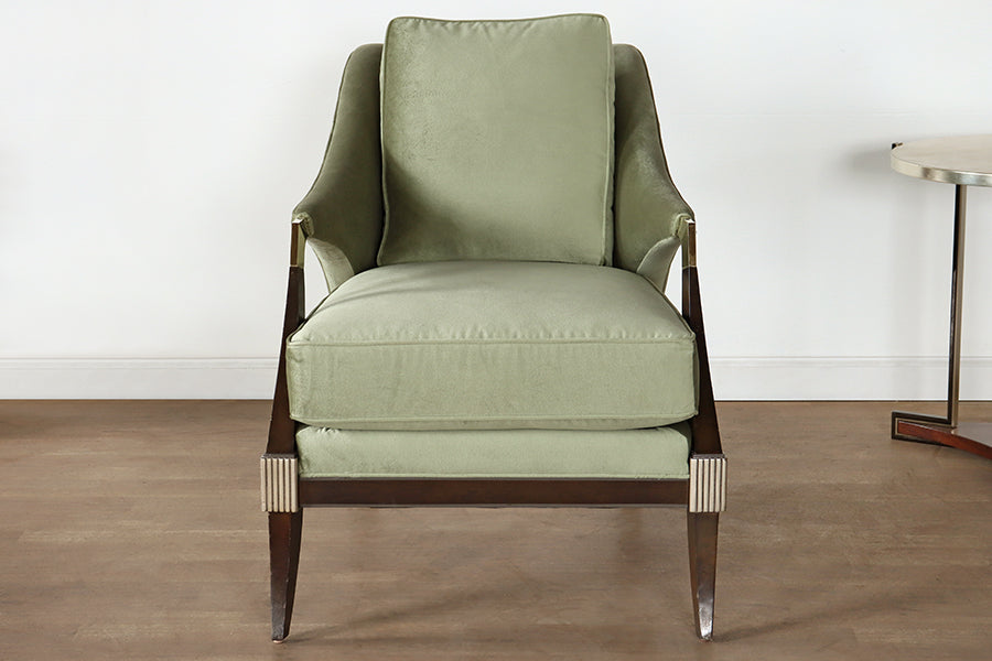 Light Green Velvet Deco Style Club Chair