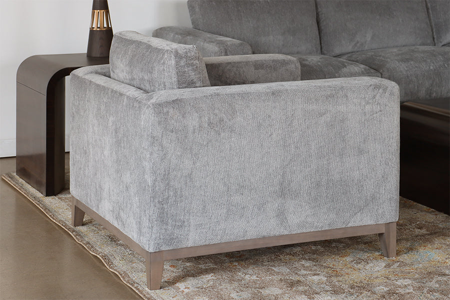 Modern Grey Chenille Club Chair w/ Tapered Leg