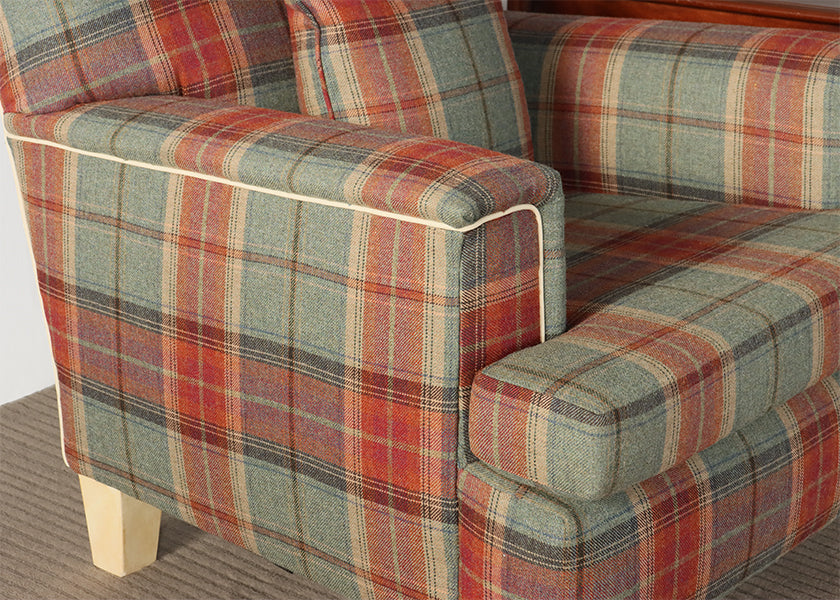 Sage and Maroon Plaid Club Chair