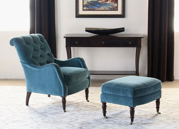CC39 Peacock Blue Velvet Tufted Club Chair 