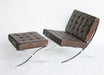 Cigar Leather Barcelona Style Chair and Ottoman