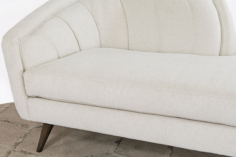 CL46 - Ivory Curved Channeled Back Left Arm Facing Chaise 