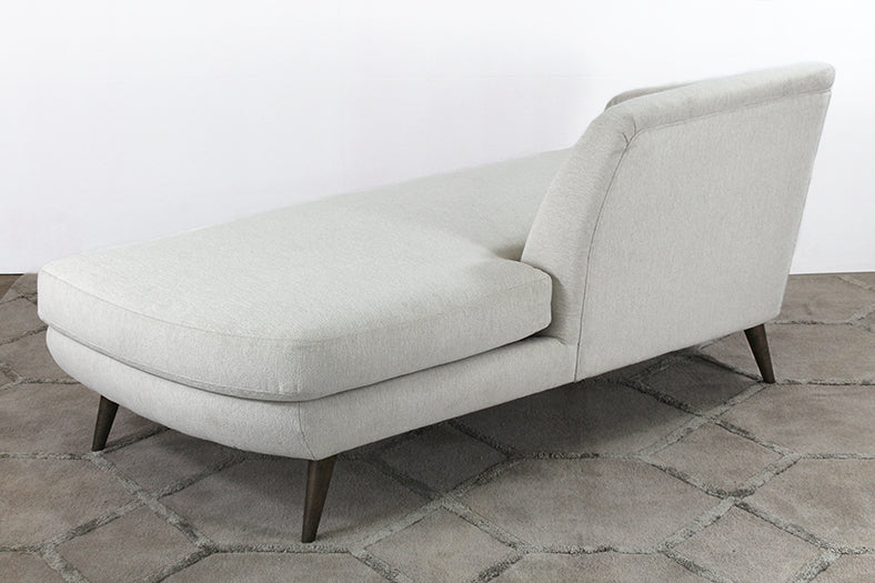 CL46 - Ivory Curved Channeled Back Left Arm Facing Chaise 