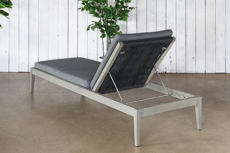 Grey Teak Outdoor Chaise Lounge Chair