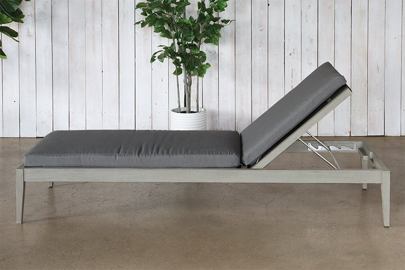 Grey Teak Outdoor Chaise Lounge Chair