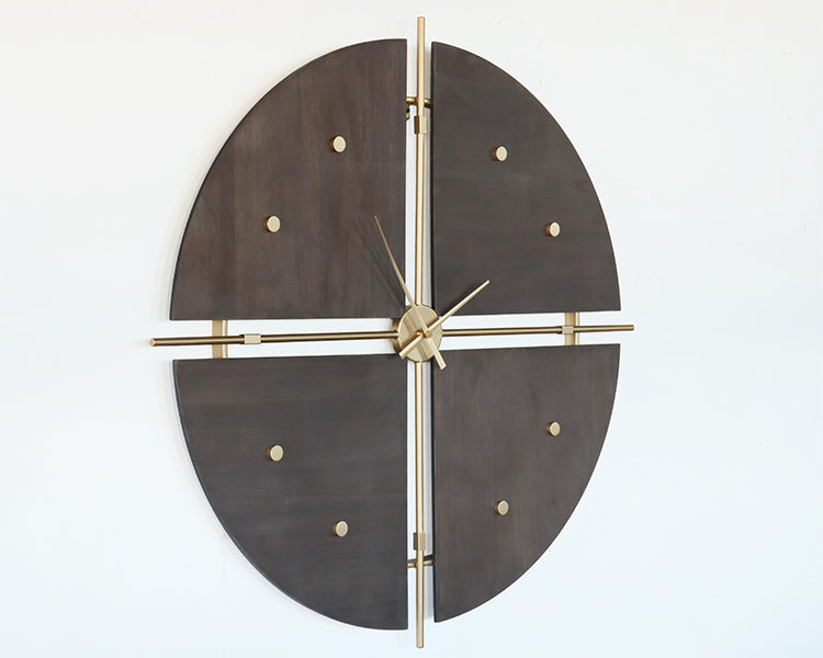 Modern Walnut and Gold Quadrant - Cleared Decor