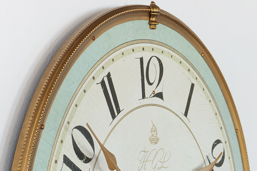 Antique Style Gold Metal Frame Wall Clock - Cleared