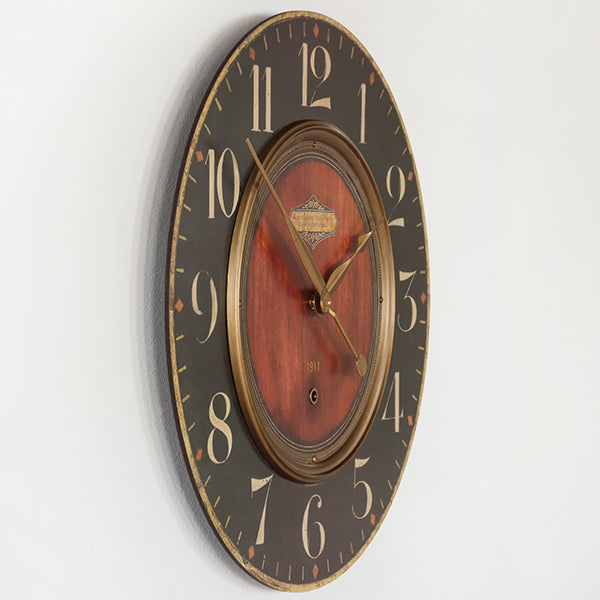 Vintage Black and Brass Wall Clock - Cleared