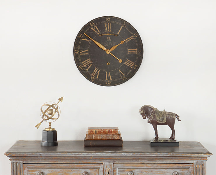 Small Black Vintage Style Wall Clock - Cleared