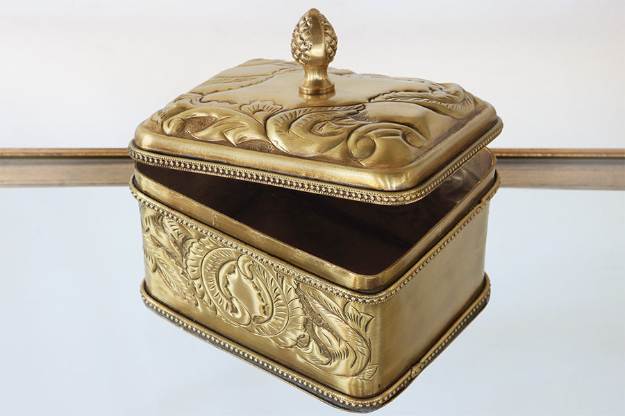 Small Embossed Brass Box - Cleared Decor