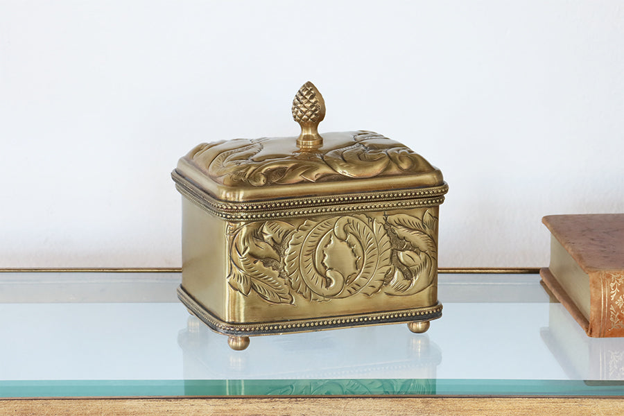 Small Embossed Brass Box - Cleared Decor