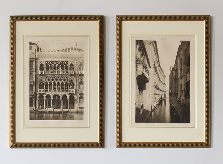 Framed Venice Photogravures 2, C.1890 15.5W x 22H