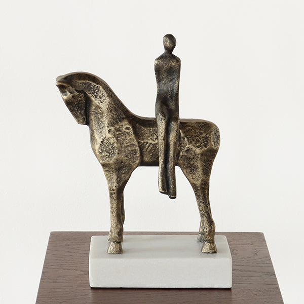 Aluminum Antique Brass Equestrian Sculpture - Cleared