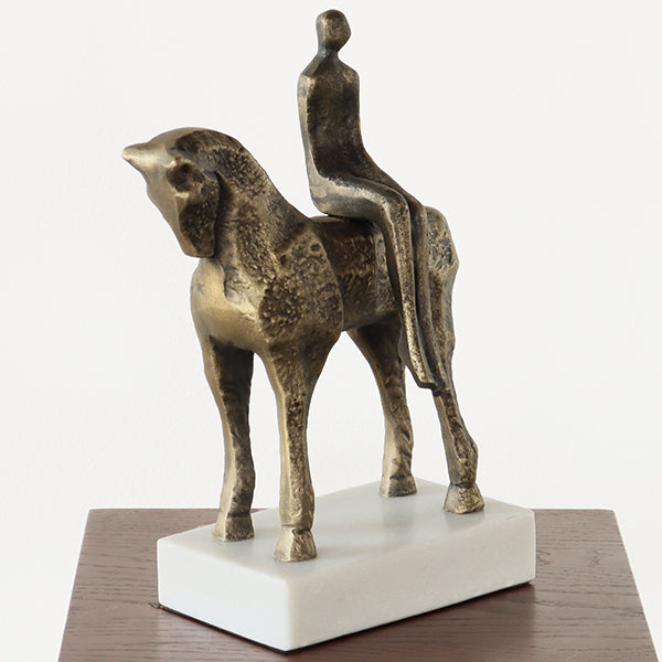 Aluminum Antique Brass Equestrian Sculpture - Cleared