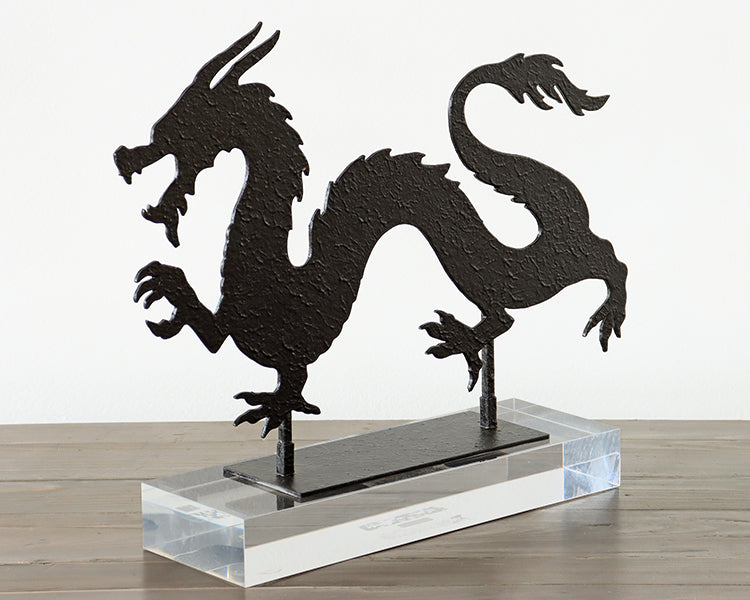 Black Finished Chinoiserie Dragon - Cleared