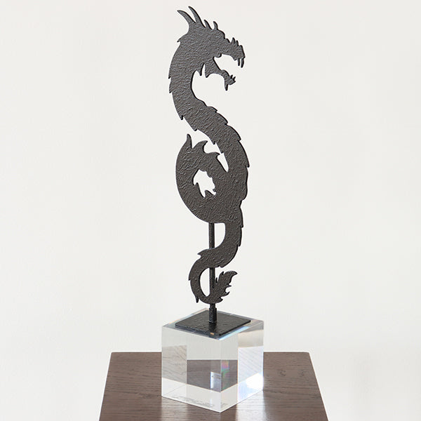 Tall Black Finished Chinoiserie Dragon - Cleared