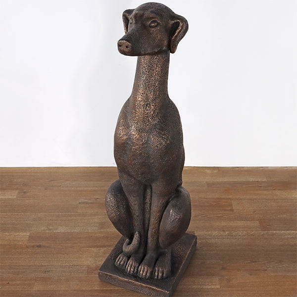 Bronze Sitting Greyhound Sculpture - Cleared