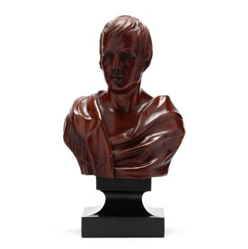 Antique Carved Wood Bust of Sir Walter Scott