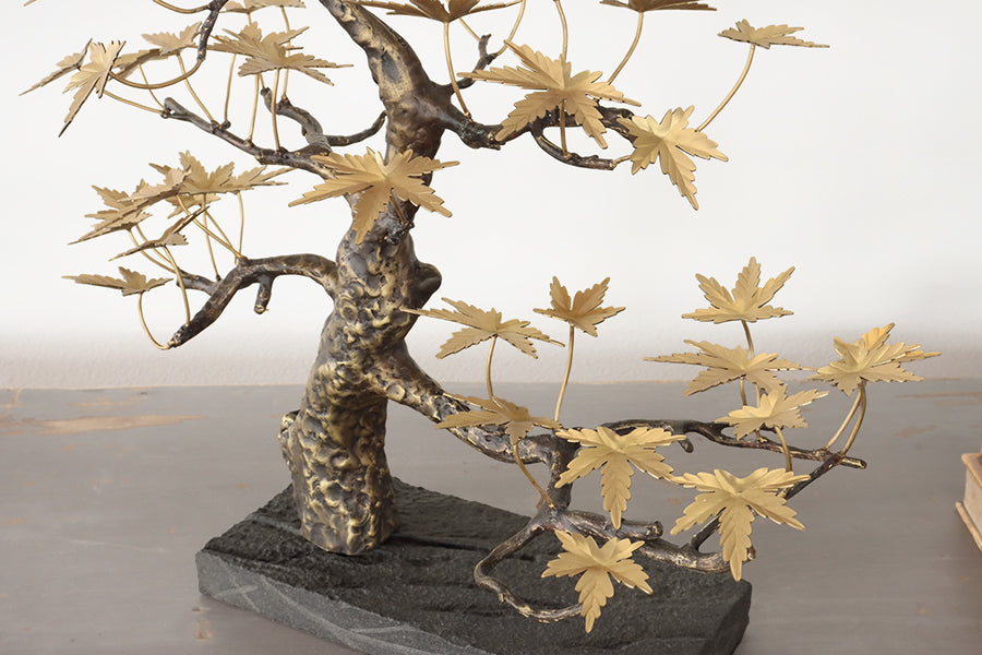 Dark Bronze and Brass Bonsai Sculpture - Cleared