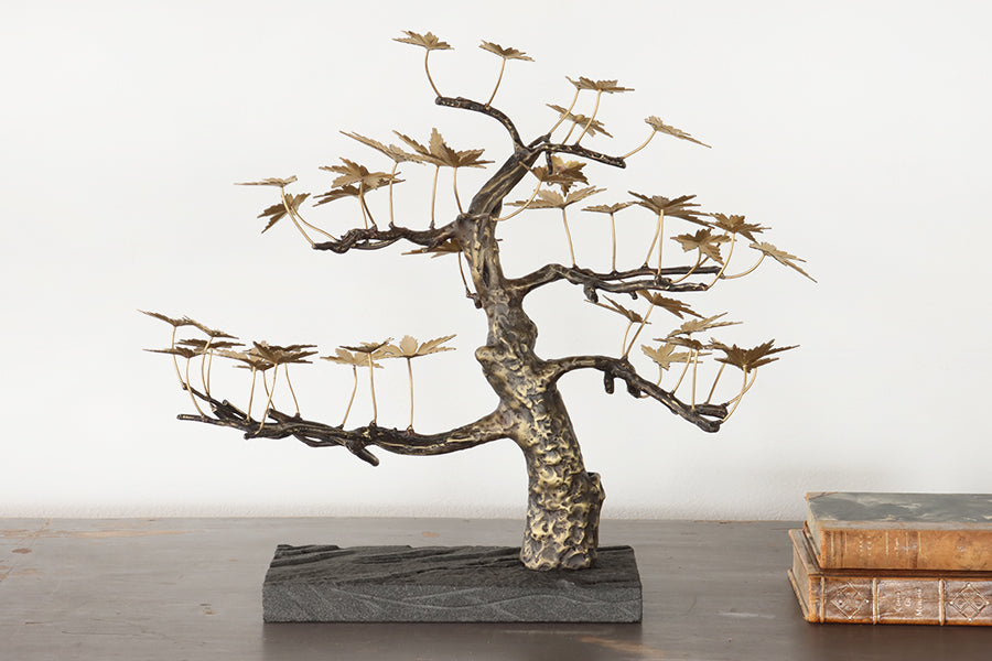 Dark Bronze and Brass Bonsai Sculpture - Cleared