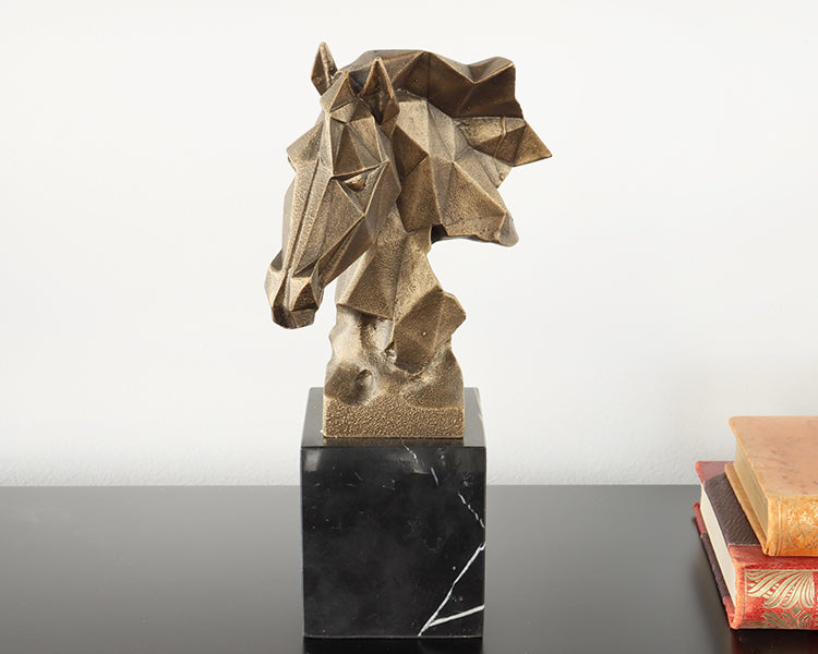 Cubist Chiseled Horse Bust - Cleared
