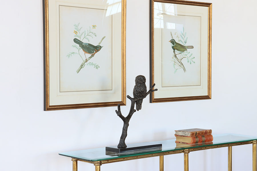Bronze Owl on Branch - Cleared Decor