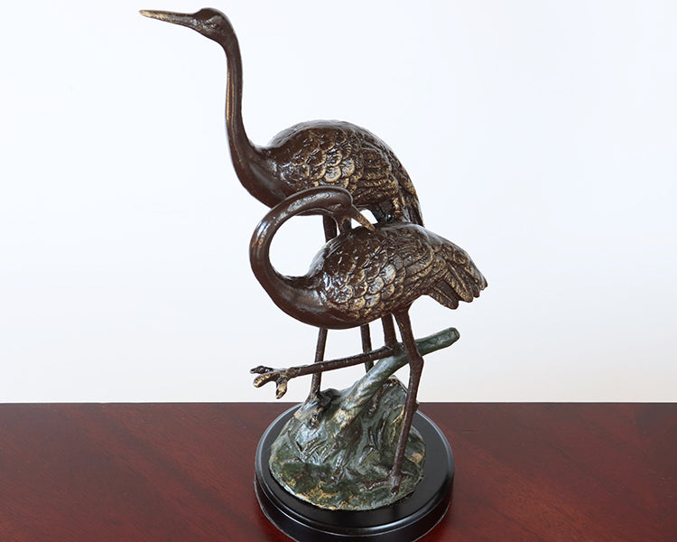 Bronze Cranes Figurine - Cleared Decor