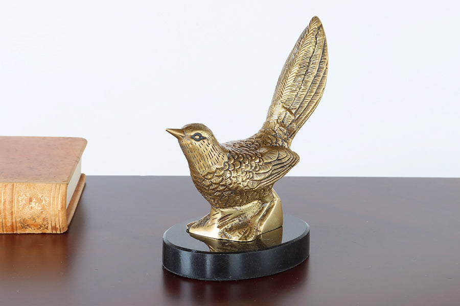 Antique Pair of Brass Birds on Base- Cleared Decor