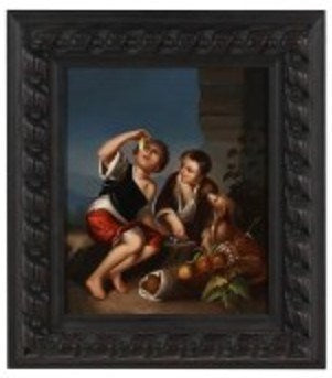 Boys Eating Fruit 19th c. 9.8W x 11.25H
