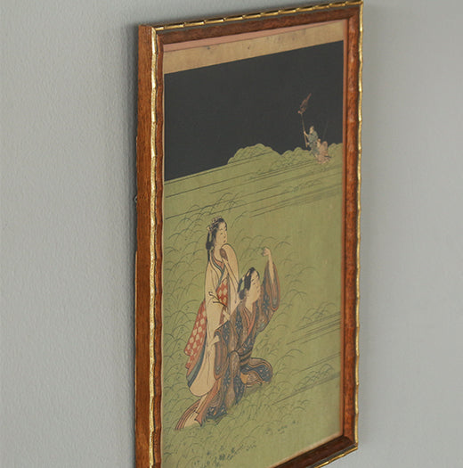 Elopers In Musashino Woodblock, Ca. 19th Century 9.75W x 12.75H